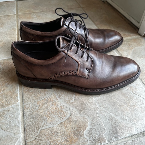 ECCO Vitrus Brown Leather Plain Toe Derby Shoe WORN ONCE! - Picture 1 of 11